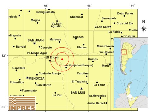 Se registró un nuevo sismo al noroeste de Sierra de las Quijadas