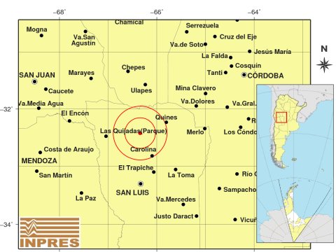 Se registró un movimiento sísmico en Sierra de Las Quijadas
