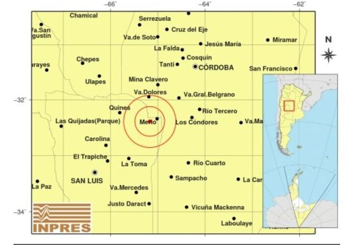 Se registró un sismo cerca de Santa Rosa del Conlara