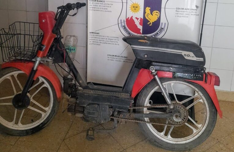Quines: la Policía recuperó una moto que había sido robada en Candelaria