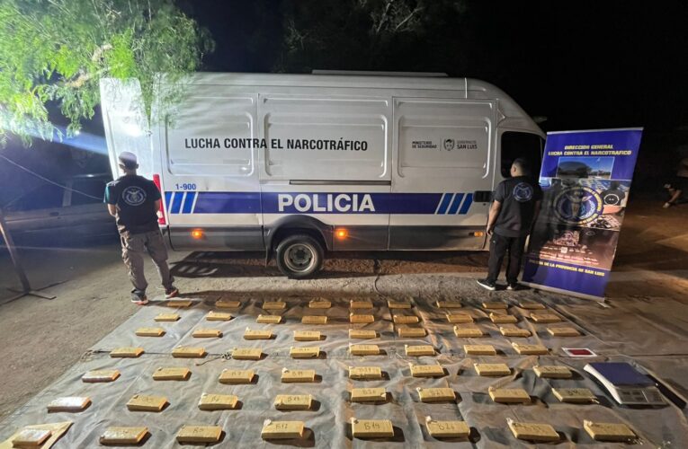 San Luis: la Policía incautó droga valuada en casi 380 millones de pesos y detuvo a dos sujetos
