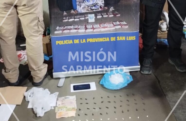 San Luis: la Policía anuló un centro de venta y distribución de drogas, incautó cocaína valuada en más de 1 millón de pesos y detuvo a un hombre