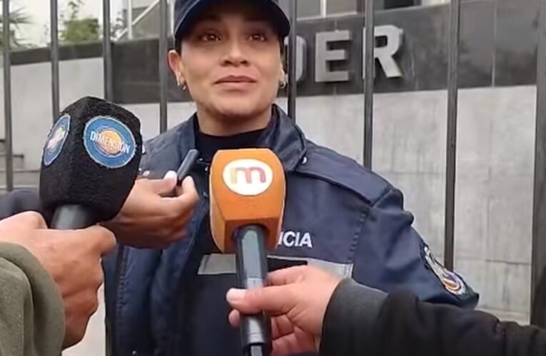 Una oficial de policía se encadenó frente al Poder Judicial por su marido detenido y la Ministra de Seguridad consideró «excesiva» la prisión preventiva