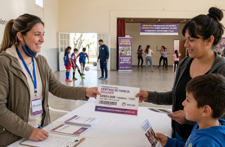 San Luis implementa por primera vez los vouchers del programa «Centros de Familia» para promover la educación y el deporte infantil